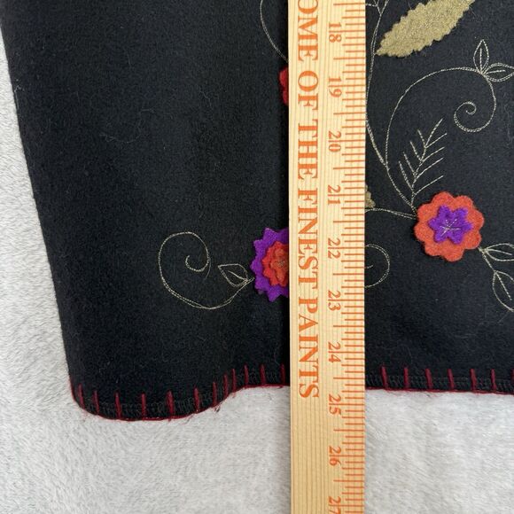 Vtg Lemon Grass Felt Wool Blend Vest Womens XL Black Floral Embroidered 3D Artsy - Picture 4 of 8